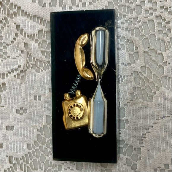 Unbranded Other - Vintage, Rare, Acrylic Lucite Gold Telephone with Hour Glass Paperweight  (F0723